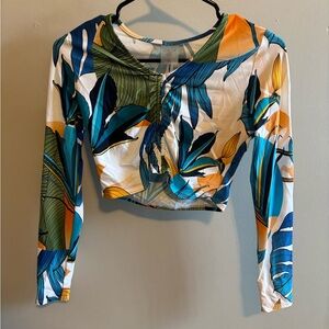 CALIA Women's Long Sleeve Ruched Swim Rashguard